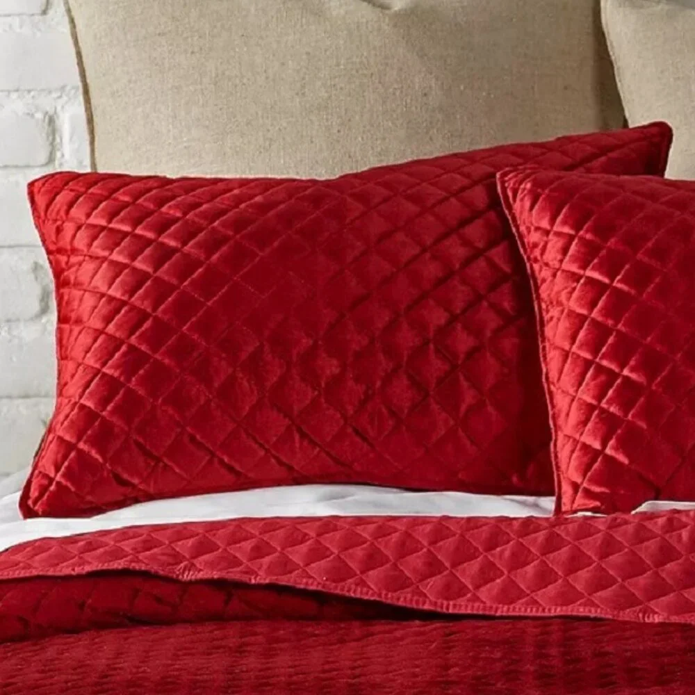 new in box 2-piece RED VELVET Levtex Home Quilted Diamond Quilt Set - Twin XL